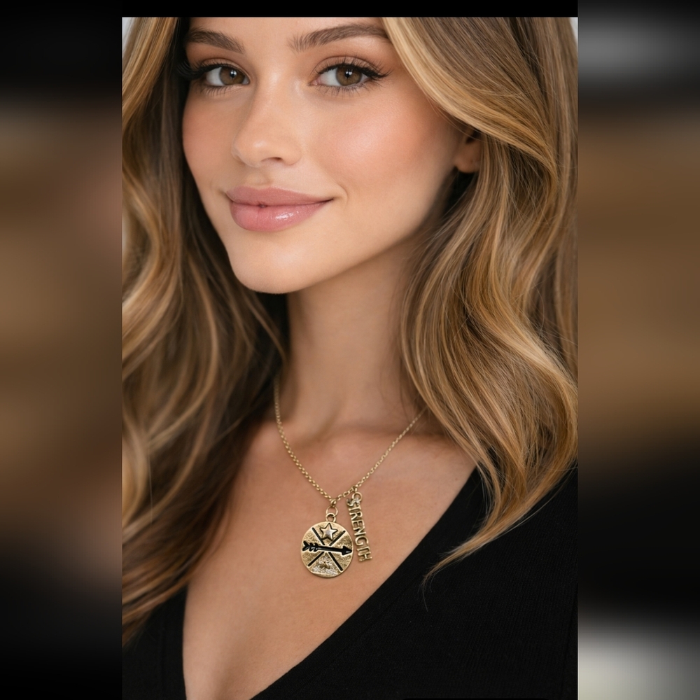Steve Madden "Strength" Pendant Necklace, NIB
